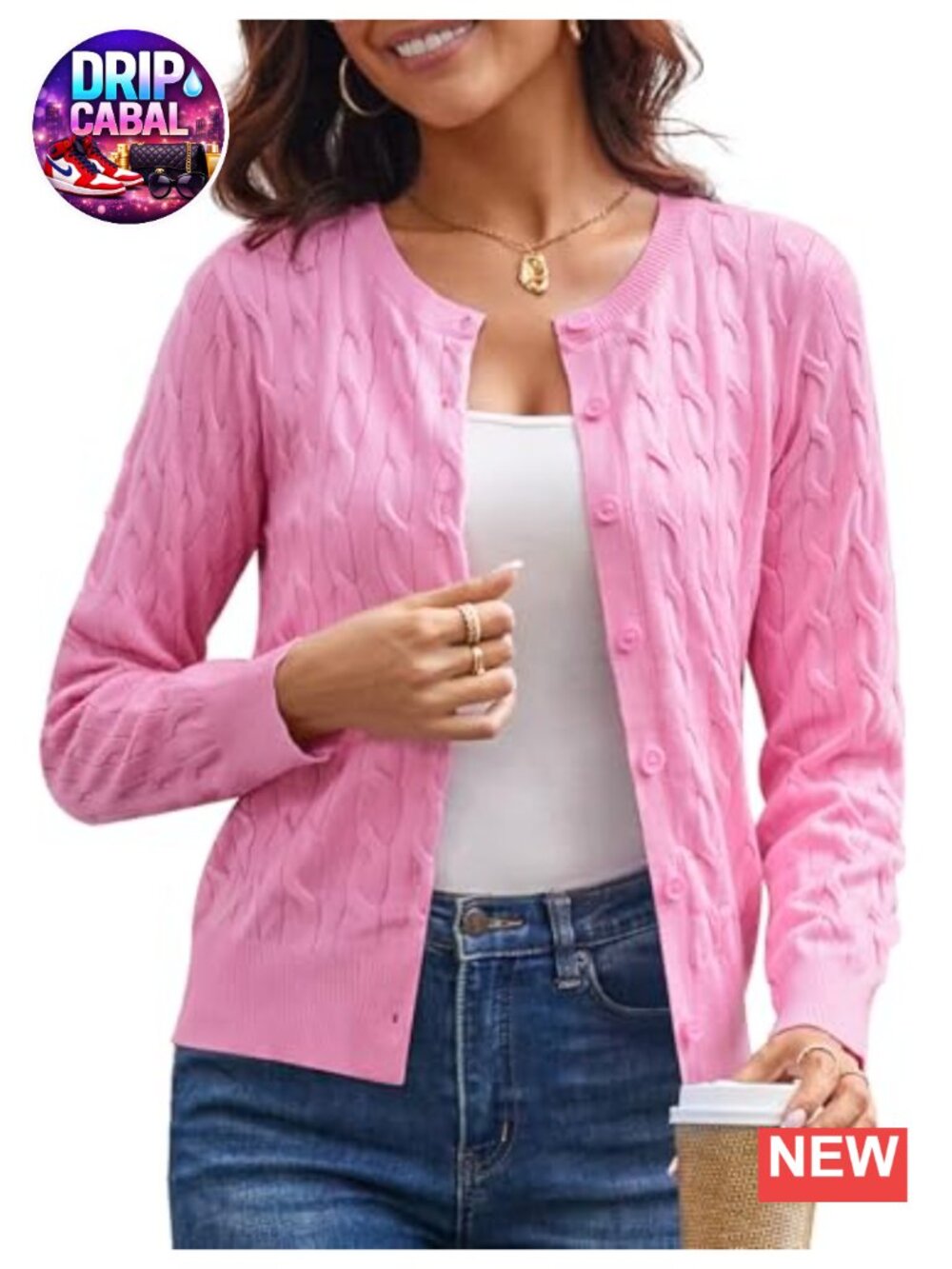Cable Knit Cardigan Sweater Women Lightweight Button Up Cropped Fall Layer